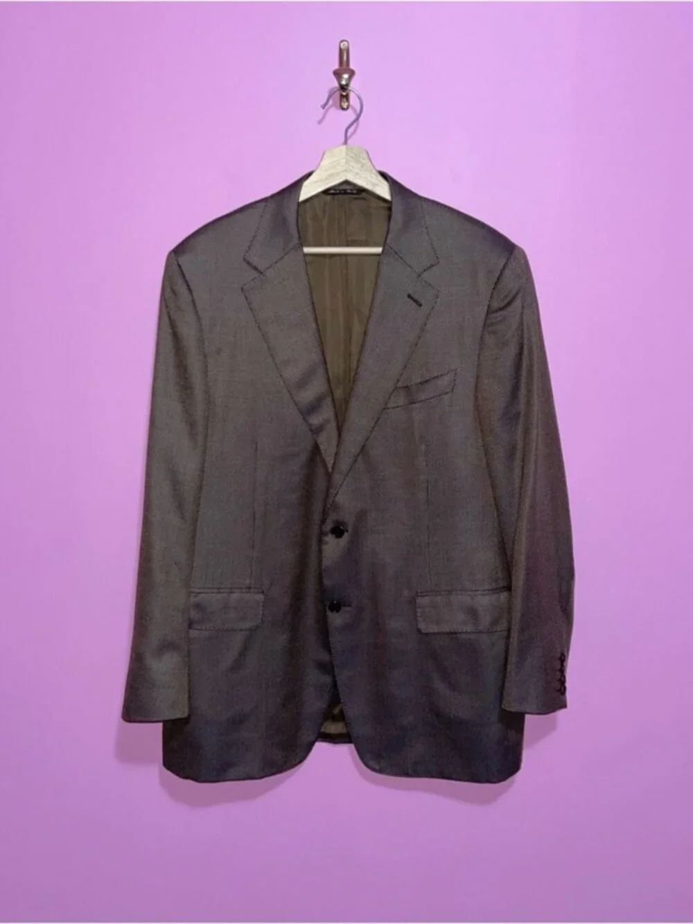 Canali Brown Label Silk Wool Sport Coat Brown Sheen Italy Luxury Blazer Men’s 44